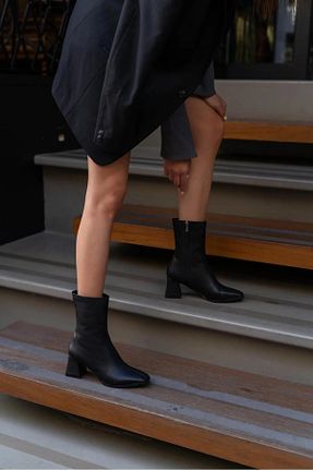 بوت / نیم بوت مشکی زنانه چرم مصنوعی Bilalim Shoes - کد 782371894