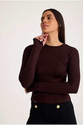 بلوز قهوه ای زنانه ساده SEZON MAGAZALARI - کد 890673567