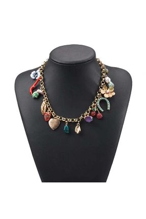 گردنبند جواهر رنگی زنانه فلزی Pelin Aksesuar - کد 890695821