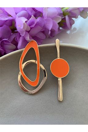 گوشواره جواهر نارنجی فلزی Pelin Aksesuar - کد 348887187