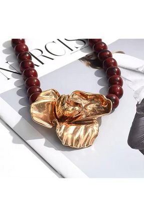گردنبند جواهر زرشکی زنانه فلزی Pelin Aksesuar - کد 890695950