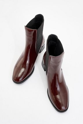 بوت / نیم بوت زرشکی زنانه چرم خالص luvishoes - کد 890786215