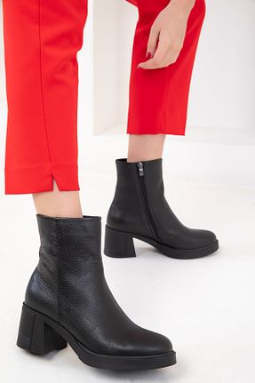 بوت / نیم بوت مشکی زنانه چرم خالص SOHO - کد 887358617