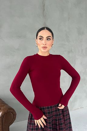 بادی زرشکی زنانه یقه دوچرخه Seda Yalçın Atelier - کد 888642343