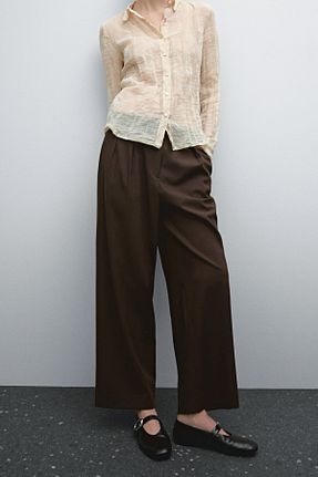 شلوار قهوه ای زنانه پشمی Massimo Dutti - کد 888641416