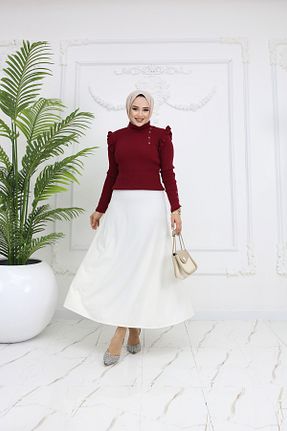 ست بالاتنه و پائین تنه حجاب زرشکی زنانه رگولار ALLMİRA FASHION - کد 889099805