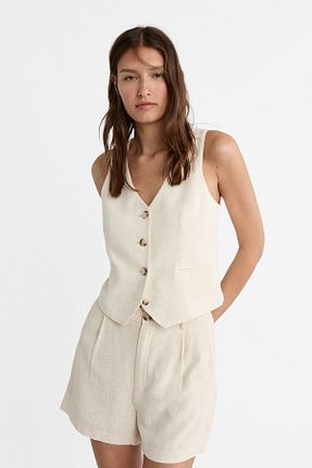 شلوارک و برمودا بژ زنانه ویسکون Stradivarius - کد 821680393
