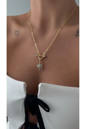 گردنبند استیل ( فولاد ) طلائی استیل (فولاد) Vi store - کد 888654230