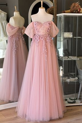 لباس مجلسی و فارغ التحصیلی صورتی زنانه توری Lenta Moda - کد 888684095