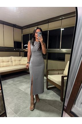 لباس طوسی زنانه بافتنی Cadde - کد 888688788