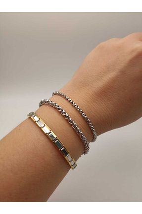 دستبند استیل (فولاد) طوسی زنانه استیل (فولاد) TLSMACCESORIES - کد 888688879