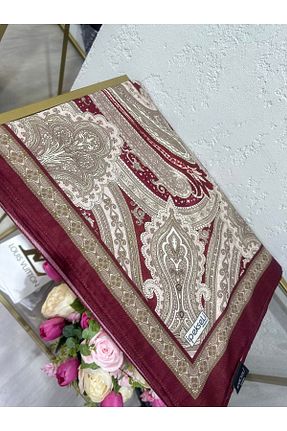 شال زرشکی زنانه پنبه ای Tasarım - کد 888699666