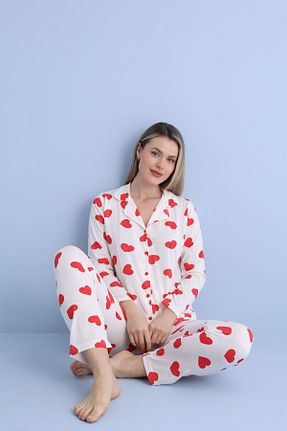 ست لباس راحتی نباتی زنانه طرح دار PİJAMOOD - کد 888686272