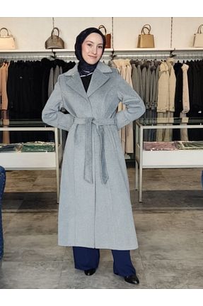 پالتو پشمی حجاب طوسی زنانه رگولار Zühre - کد 888688172