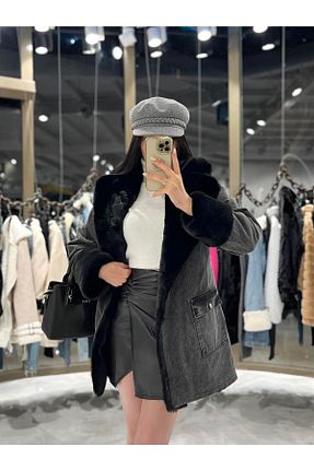 کاپشن مشکی زنانه اورسایز SAGİ JEANS - کد 888683008