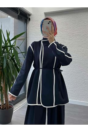 کت سرمه ای زنانه پارچه MELEK ARAZ - کد 888700235