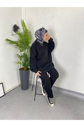 ست گرمکن حجاب مشکی زنانه اورسایز EFİL - کد 889438280