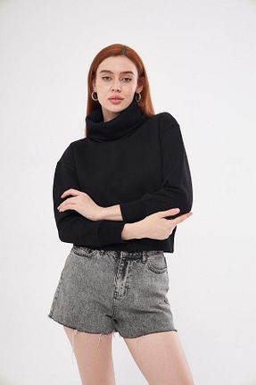 سوئیشرت مشکی زنانه ساده TUBİA - کد 888743173