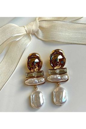 گوشواره جواهر طلائی سنگ طبیعی Bubbleatelier - کد 888737908