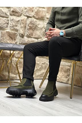 بوت / نیم بوت خاکی مردانه چرم خالص ByItallanoshoes - کد 888802700