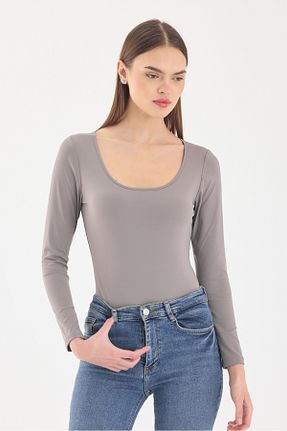 بادی طوسی زنانه یقه U ZACHARIUZ - کد 888778502