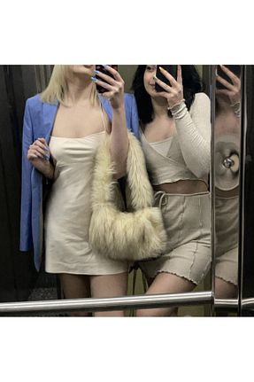 کیف دوشی سفید زنانه پارچه ای fluffy - کد 260467845