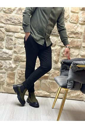 بوت / نیم بوت خاکی مردانه چرم خالص ByItallanoshoes - کد 888802700