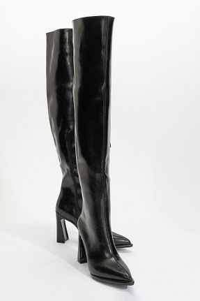 چکمه مشکی زنانه چرم مصنوعی luvishoes - کد 888819065