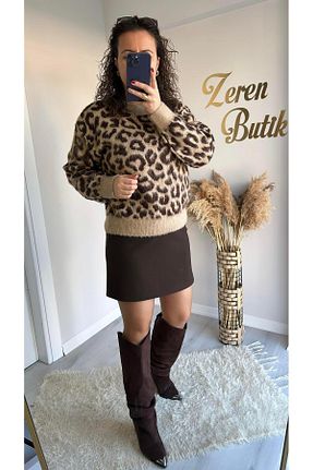 دامن قهوه ای زنانه ساده Tarz Noktası - کد 888817955