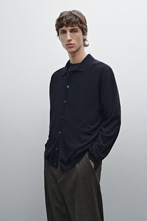 رویه سرمه ای مردانه پشمی Massimo Dutti - کد 889639860