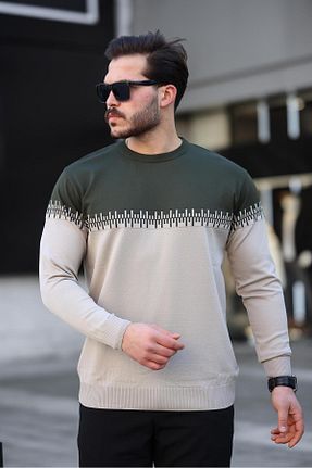 پلیور خاکی زنانه طرح دار Miron - کد 861247306