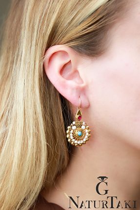 گوشواره نقره طلائی زنانه 925 عیار Naturtakı - کد 884659104