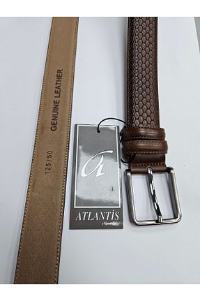 کمربند قهوه ای مردانه چرم خالص Atlantis Collection - کد 888882806