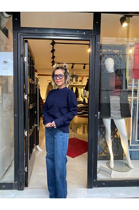 شلوار جین سرمه ای زنانه پاچه گشاد özlem adaşoğlu boutique - کد 888873124