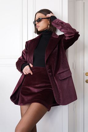 دامن بنفش زنانه مخمل SeninOlsun - کد 888167430