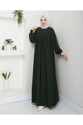 لباس حجاب خاکی زنانه کلوش kevser ferace - کد 888903015