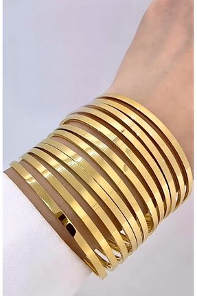 دستبند استیل (فولاد) طلائی زنانه استیل (فولاد) NKIE JEWELS - کد 889704746