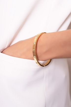 دستبند استیل (فولاد) طلائی استیل (فولاد) NKIE JEWELS - کد 888948889