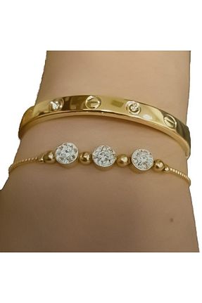 دستبند استیل (فولاد) طلائی استیل (فولاد) NKIE JEWELS - کد 889704837