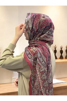 شال زرشکی زنانه پنبه ای Baştacı - کد 865511346