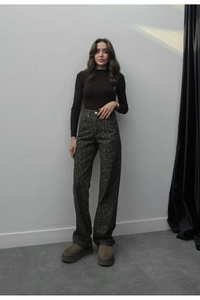 شلوار جین خاکی زنانه پاچه لوله تفنگی LifeisFashion - کد 888991541