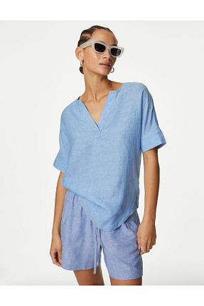 بلوز آبی زنانه رگولار Marks & Spencer - کد 831148811