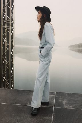 شلوار جین آبی زنانه پاچه گشاد H&M - کد 889874571