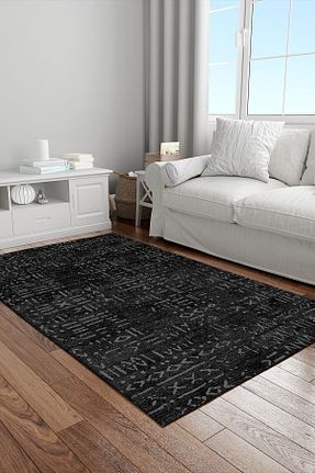 فرش مشکی زیره ضد لغزش Alina Carpet - کد 889057249
