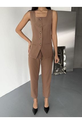 ست بالاتنه و پائین تنه قهوه ای زنانه بافتنی jennyfer garment - کد 889912986