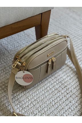 کیف دوشی قهوه ای زنانه چرم مصنوعی BAGLOVİS - کد 889085746