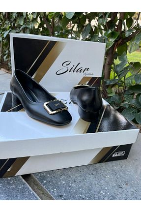 کفش مجلسی مشکی زنانه پاشنه ضخیم SİLAR - کد 889102068