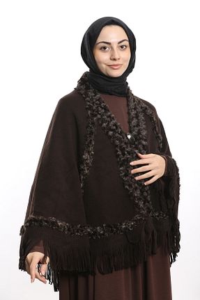 پانچو قهوه ای زنانه اکریلیک eslem butik - کد 856458847