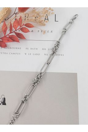 دستبند استیل (فولاد) طوسی زنانه استیل (فولاد) Siya Silver - کد 889130380