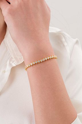 دستبند نقره طلائی زنانه 925 عیار Tmt Silver - کد 889115130